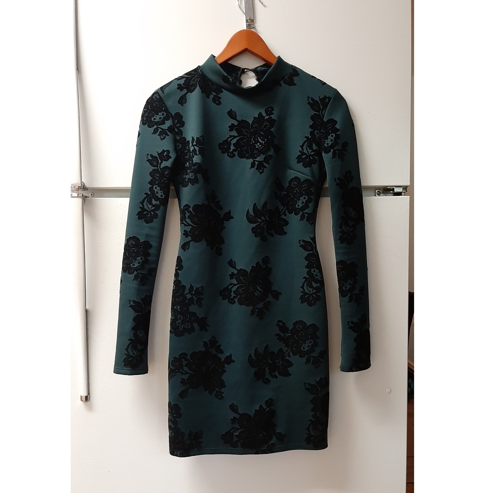 Green floral mini dress